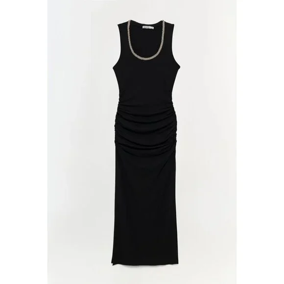 SIMKHAI Fiamma Tank Midi Dress in Black Small New Womens Long Maxi Gown